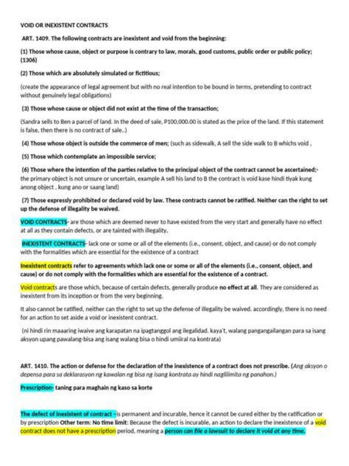 What are inexistent contracts?