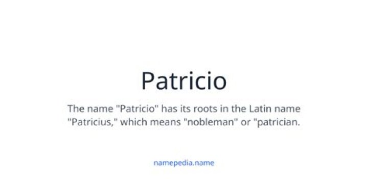 What does patricio name mean?