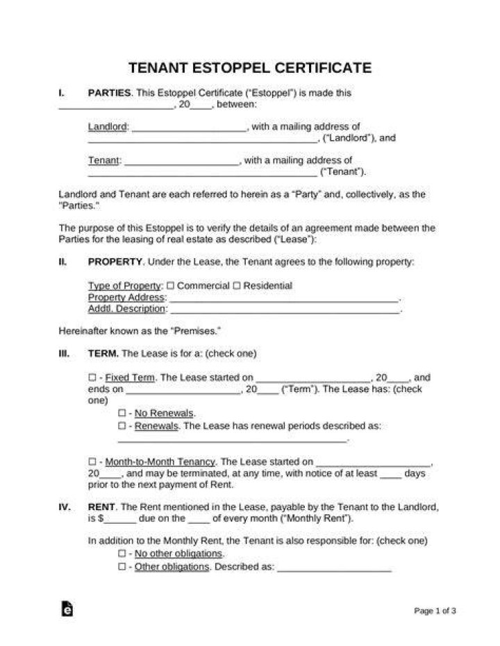 When is an estoppel certificate required?